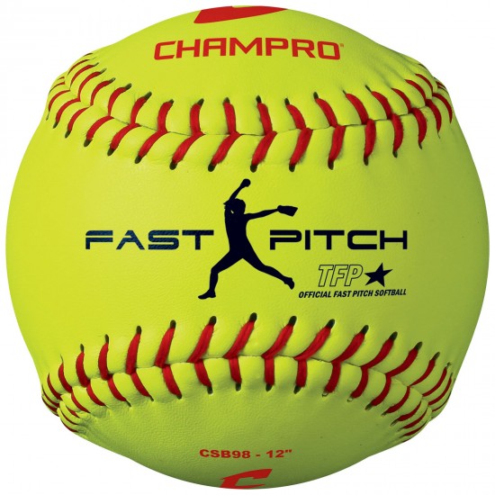 Champro 12" 47/375 Practice Leather Fastpitch Softballs: CSB98 - Sale